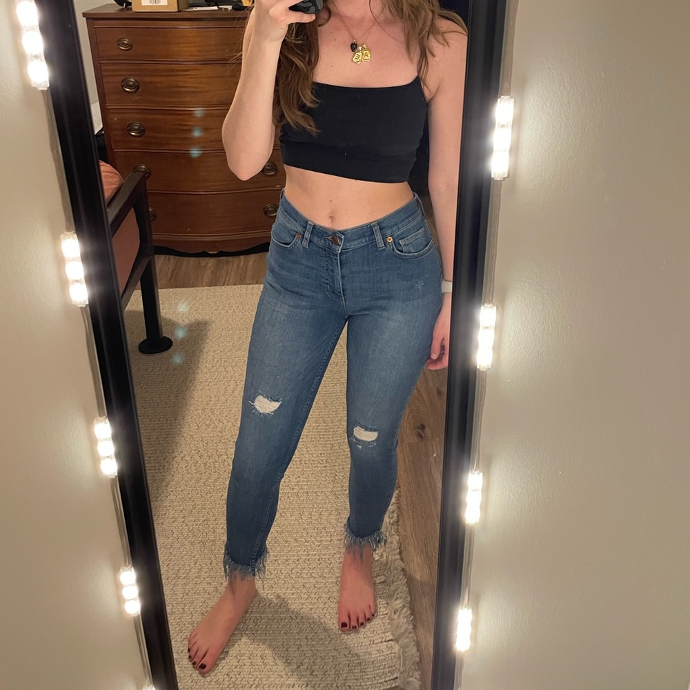 Free People Frayed Hem Jeans